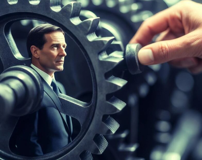 The Irreplaceability Test: Strategic Asset or Expensive Cog? Irreplaceability test: businessman as expensive cog in corporate gear mechanism Caption: Are you a strategic asset or replaceable cog? 90% execs fail this test